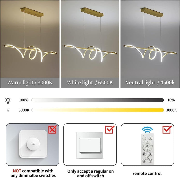 BAMDECOR A202 Modern LED Linear Pendant Lights with Dimmable LED  160cm 6