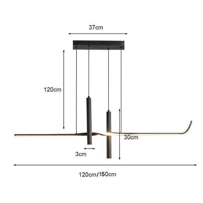 BAMDECOR A206 Modern Black Scandinavian Pendant Light Table Dining Room Living Room Pendant Lighting 1.5 Meters 6