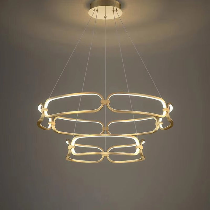 BAMDECOR A209 Colette Ceiling Chandelier Led Modern Circular Art Aluminum Light Fixture for Living Room Bedroom Indoor Decor(2 Rings) 5