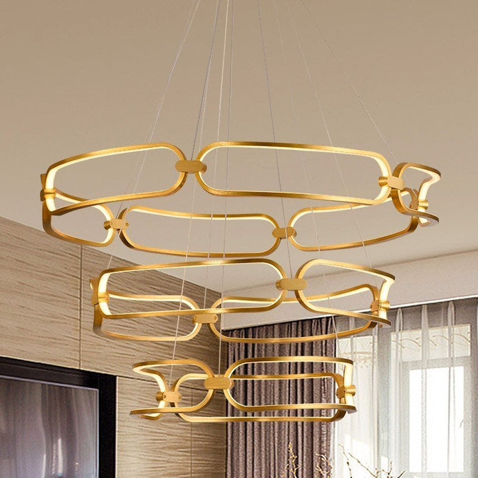 BAMDECOR A209 Colette Ceiling Chandelier Led Modern Circular Art Aluminum Light Fixture for Living Room Bedroom Indoor Decor(3 Rings) 3