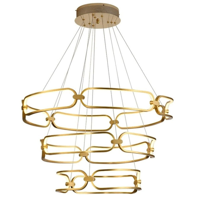 BAMDECOR A209 Colette Ceiling Chandelier Led Modern Circular Art Aluminum Light Fixture for Living Room Bedroom Indoor Decor(3 Rings) 4