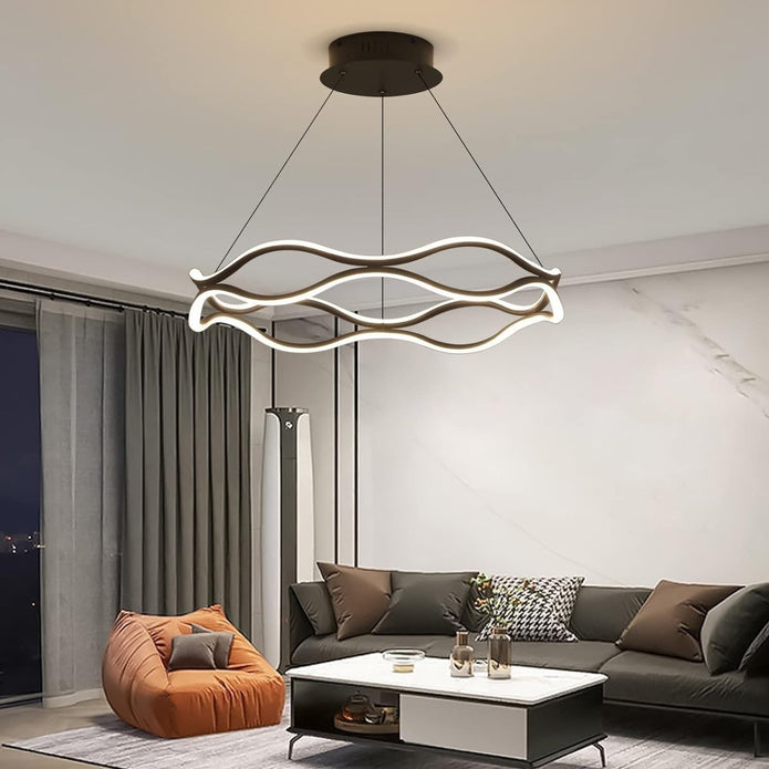 BAMDECOR A212/1 Black Modern Wavy Art Aluminum Light Fixture for Living Room Bedroom Indoor Decor 4