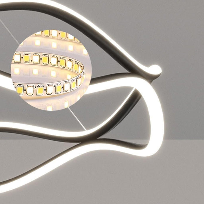 BAMDECOR A212/1 Black Modern Wavy Art Aluminum Light Fixture for Living Room Bedroom Indoor Decor 6