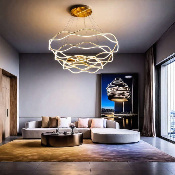 BAMDECOR A212/3 Modern Wavy Art Aluminum Light Fixture for Living Room Bedroom Indoor Decor 4