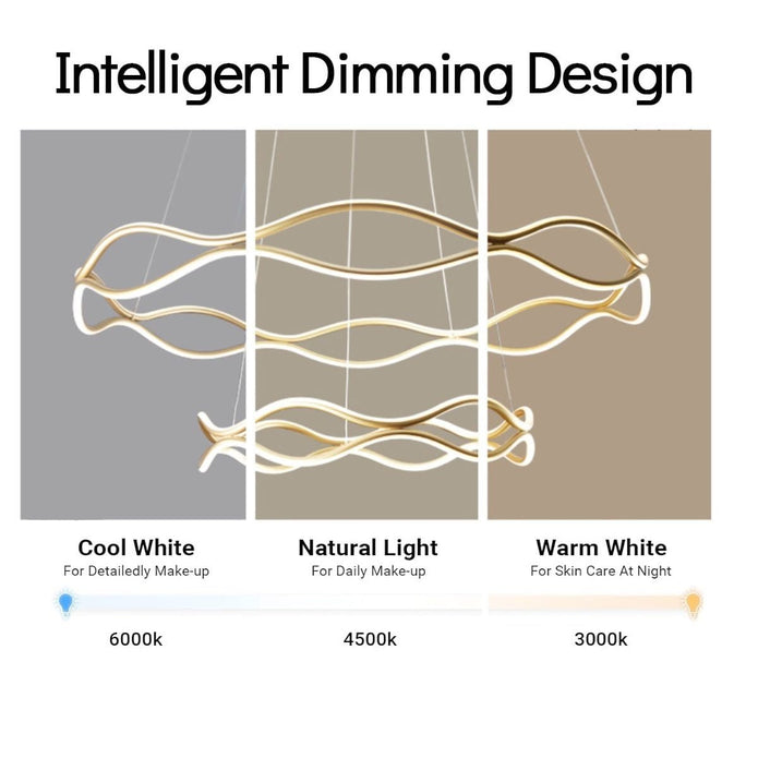 BAMDECOR A212/3 Modern Wavy Art Aluminum Light Fixture for Living Room Bedroom Indoor Decor 6