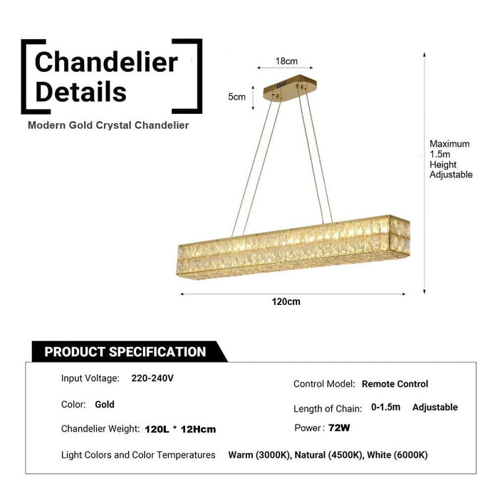 BAMDECOR C3332/L Linear Luxury Crystal Chandelier Modern LED Crystal Chandelier LED Ring Pendant Light Stainless Steel Ceiling Lamp Hanging Lights,for Dining Living Room (Gold) 6