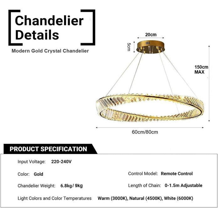 BAMDECOR C3342/1 Modern Crystal Chandeliers Lighting Fixtures Contemporary Wave Chandelier Lighting Fixtures Crystal Pendant Ceiling Lights for Living Room (Gold) 6