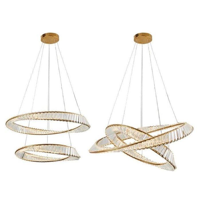 BAMDECOR C3342/2 Modern Crystal Chandeliers Lighting Fixtures Contemporary Wave Chandelier Lighting Fixtures Crystal Pendant Ceiling Lights for Living Room (Gold) 4