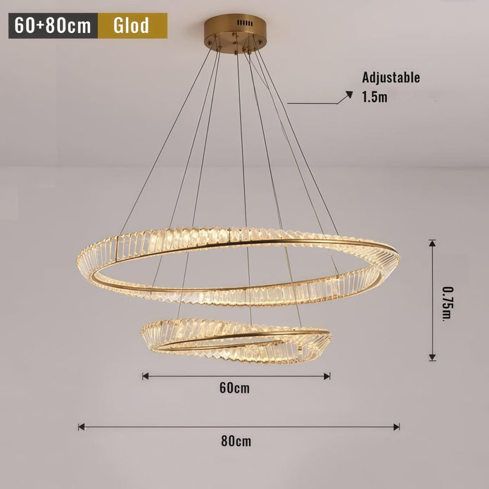 BAMDECOR C3342/2 Modern Crystal Chandeliers Lighting Fixtures Contemporary Wave Chandelier Lighting Fixtures Crystal Pendant Ceiling Lights for Living Room (Gold) 6