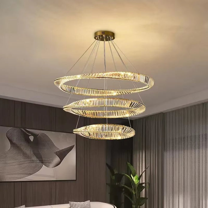 BAMDECOR C3342/3 Modern Crystal Chandeliers Lighting Fixtures Contemporary Wave Chandelier Lighting Fixtures Crystal Pendant Ceiling Lights for Living Room (Gold)