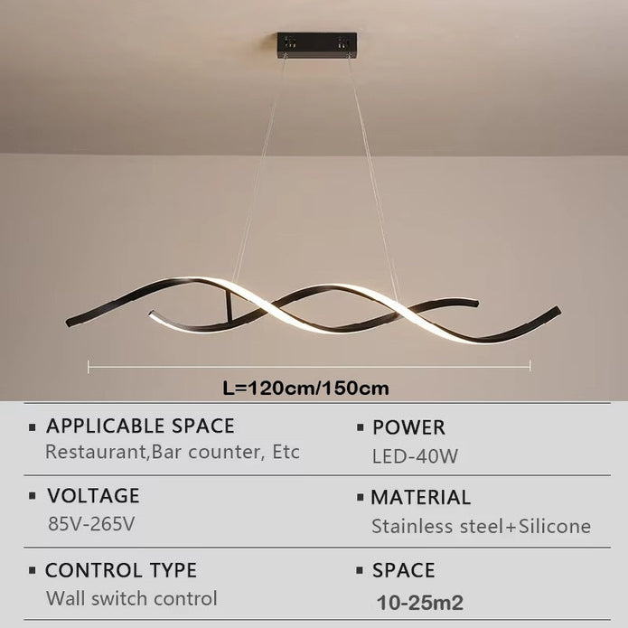 BAMDECOR A24122 Modern Minimalist Black Pendant Light Adjustable LED Chandelier for Dining Room and Bar 7