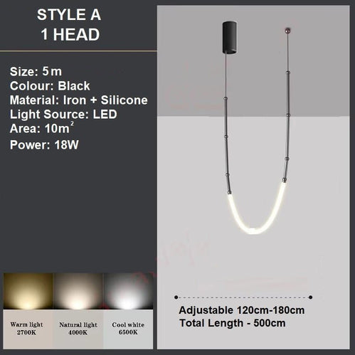 BAMDECOR Minimalistic Retro LED Minimalism Designer Lustre Hanging Lamps Slender-Shape LED Pendant Light (Black) 4