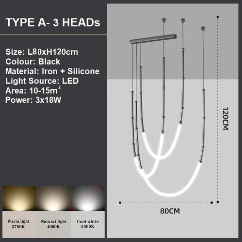 BAMDECOR Minimalistic Retro LED Minimalism Designer Lustre Hanging Lamps Slender-Shape LED Pendant Light (Black) 5