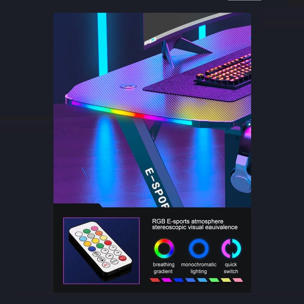 120cm New Arrive Computer Table Z Shaped Gaming Desk With RGB Led Lights Gaming Tables 8