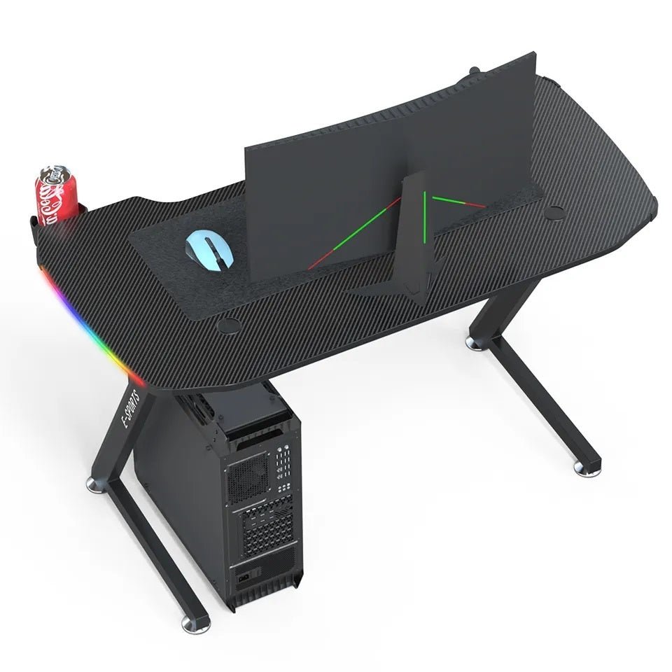 140cm New Arrive Computer Table Z Shaped Gaming Desk With RGB Led Lights Gaming Tables 5