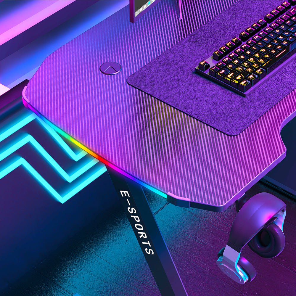 140cm New Arrive Computer Table Z Shaped Gaming Desk With RGB Led Lights Gaming Tables 9