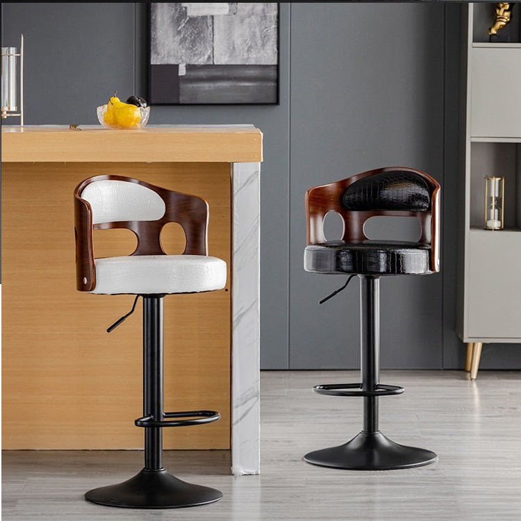 Bar Stools Kitchen Bar Stool Leather Barstools Swivel Gas Lift Counter Chairs- Black 3