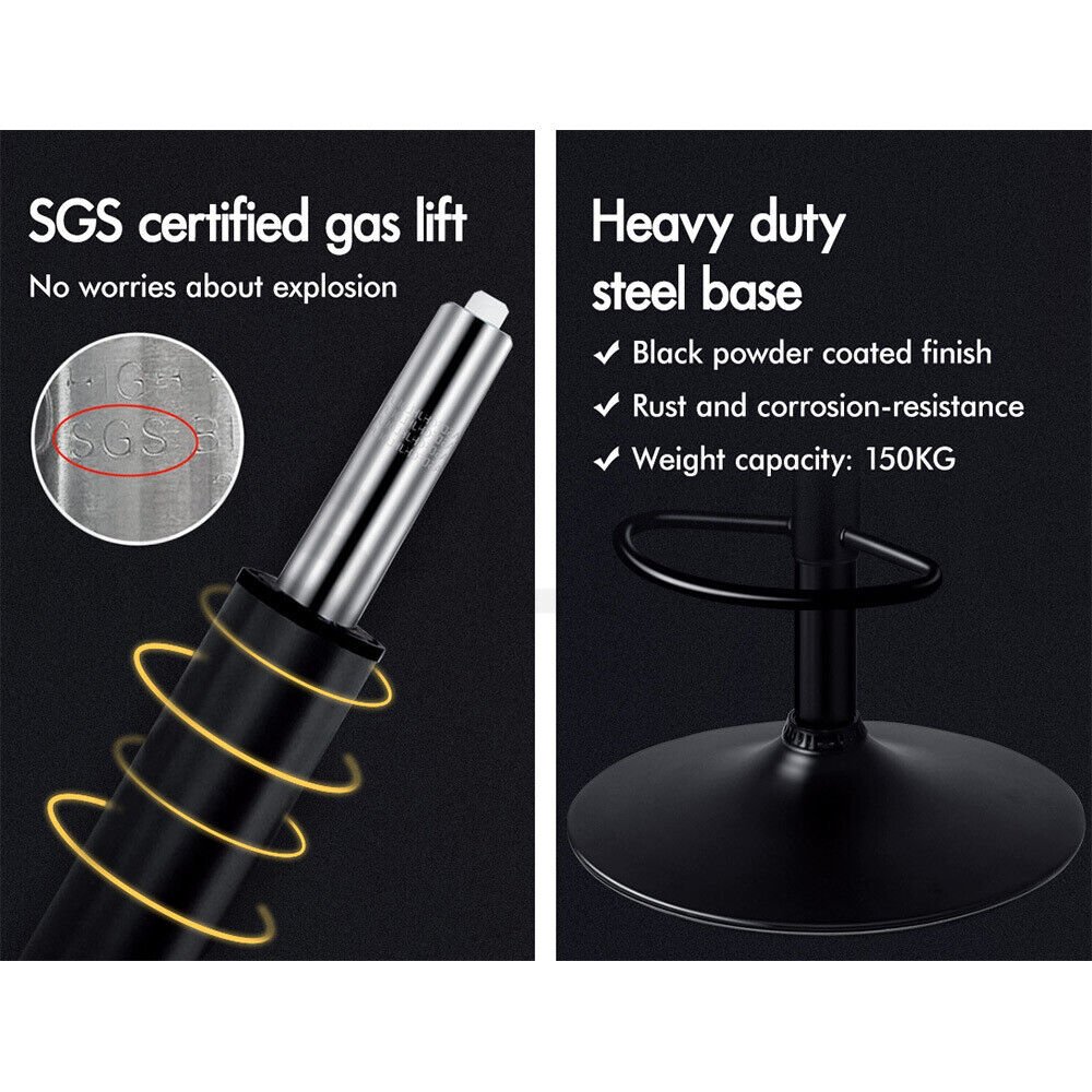 Bar Stools Kitchen Bar Stool Leather Barstools Swivel Gas Lift Counter Chairs- Black 5