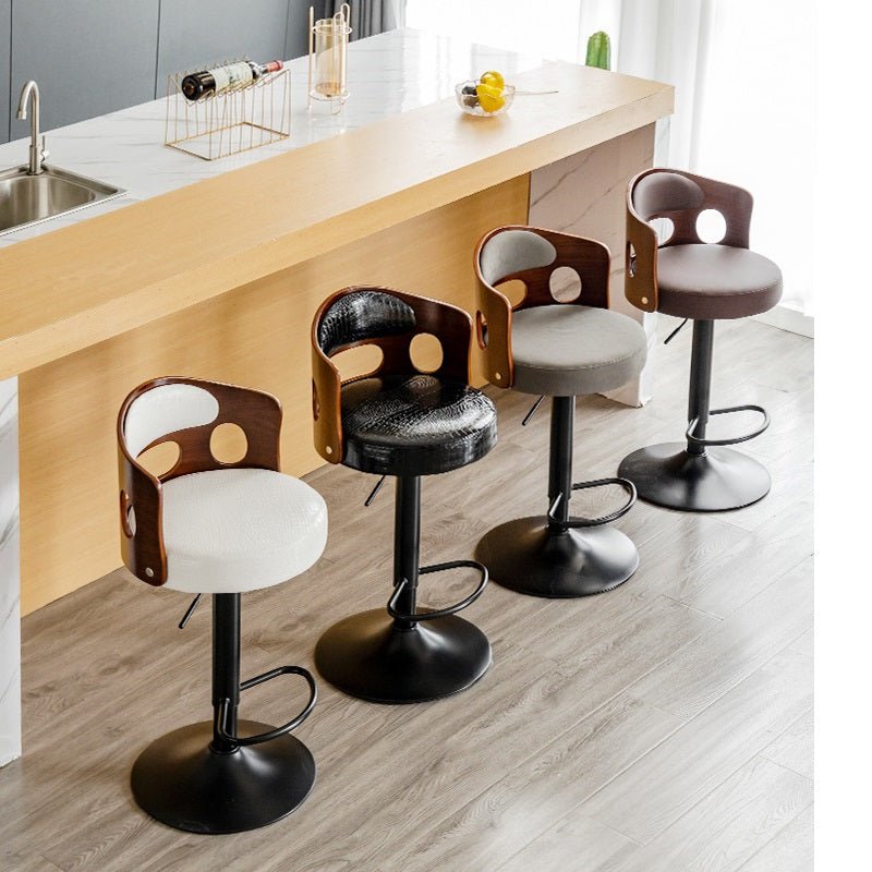 Bar Stools Kitchen Bar Stool Leather Barstools Swivel Gas Lift Counter Chairs- White 3