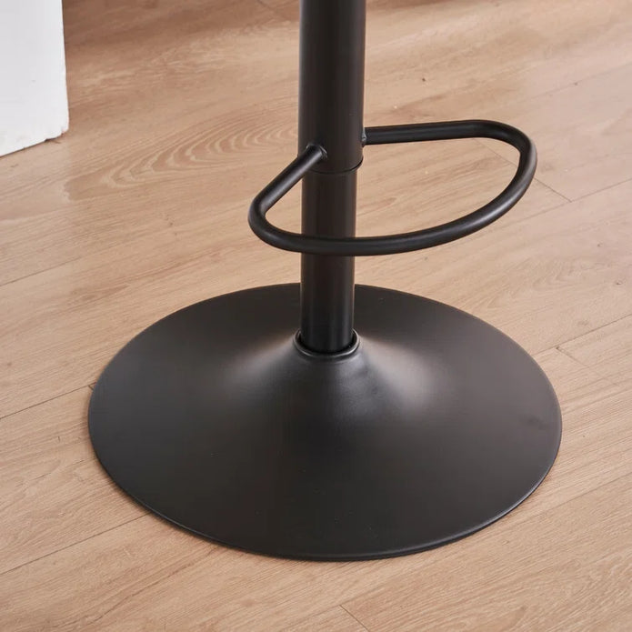 SERENITà AVO Green Modern Height Adjustable Swivel Bar Stools Upholstered Leather Barstool Kitchen Island Chairs with Metal Frame (Set of 2) 3