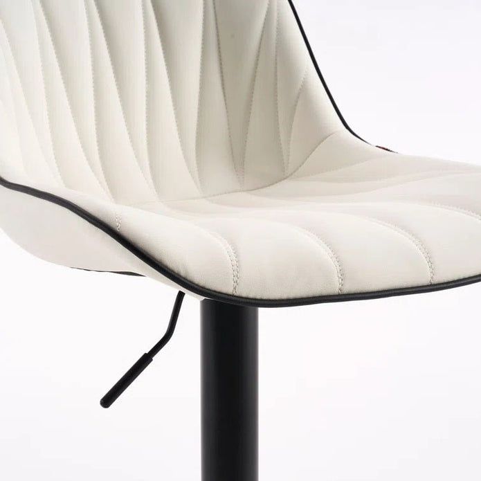 SERENITà White Modern Height Adjustable Swivel Bar Stools Upholstered Leather Barstool Kitchen Island Chairs with Metal Frame (Set of 2) 5