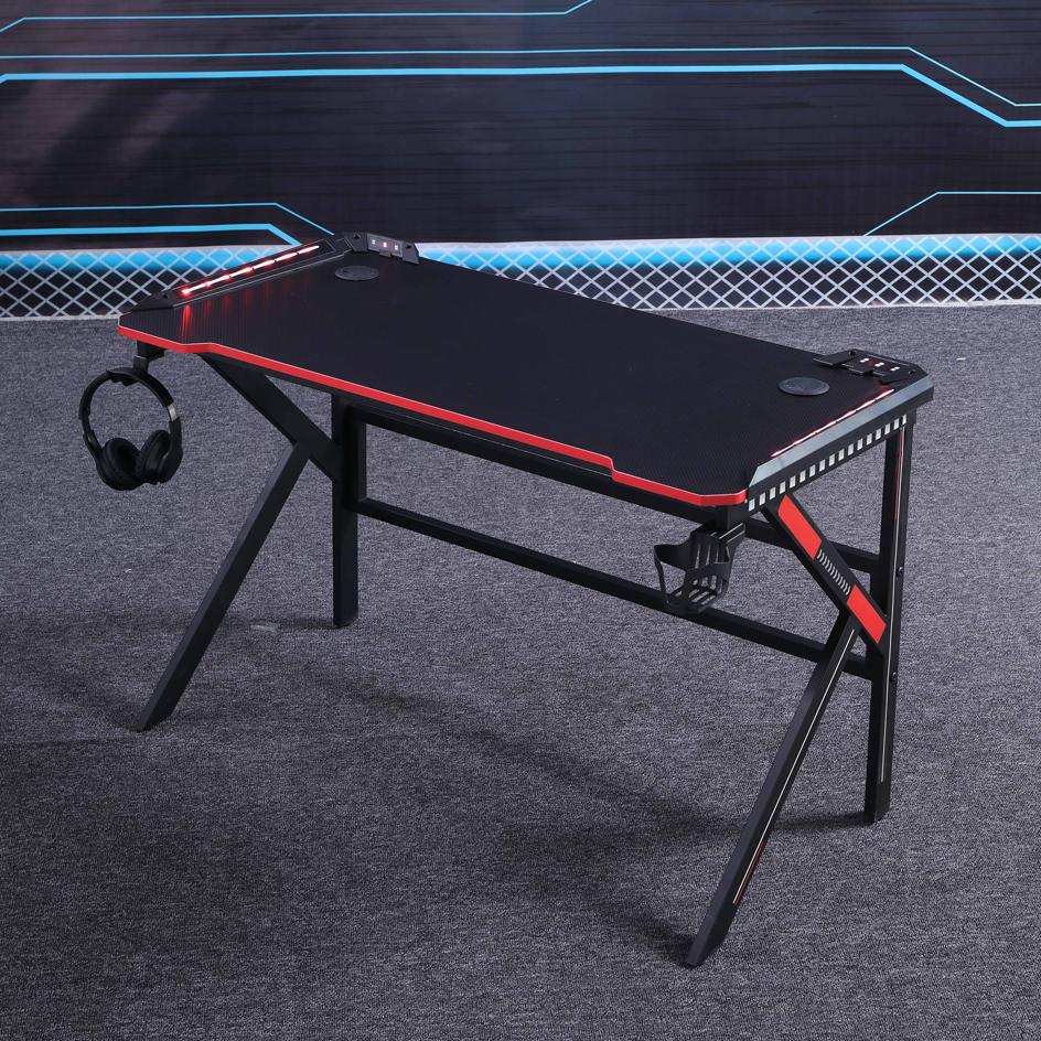 Gaming Desk Desktop PC Computer Desks Desktop Racing Table Office Laptop Home K-Shaped Legs Black 120cm 5