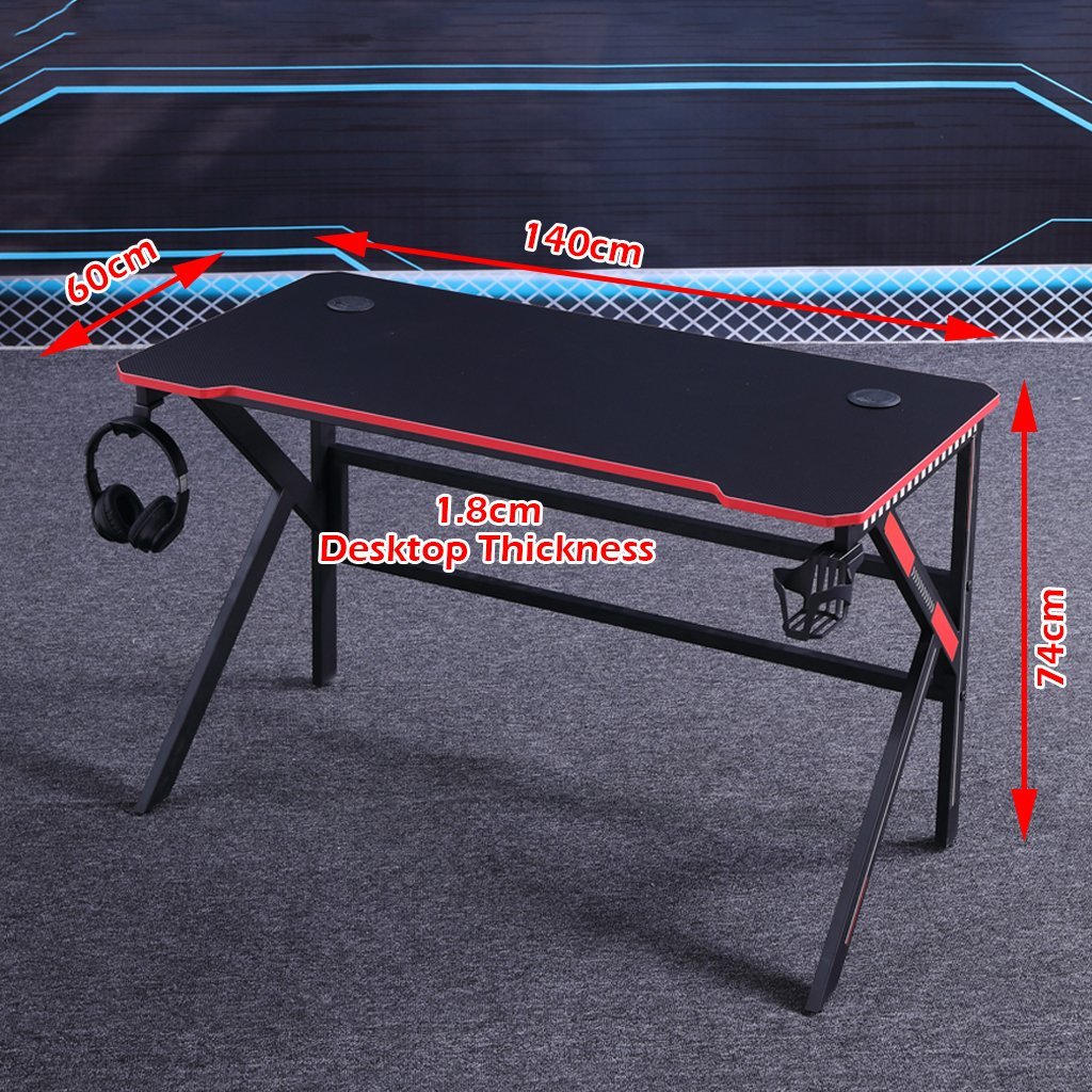 Gaming Desk Desktop PC Computer Desks Desktop Racing Table Office Laptop Home K-Shaped Legs Black 120cm 11