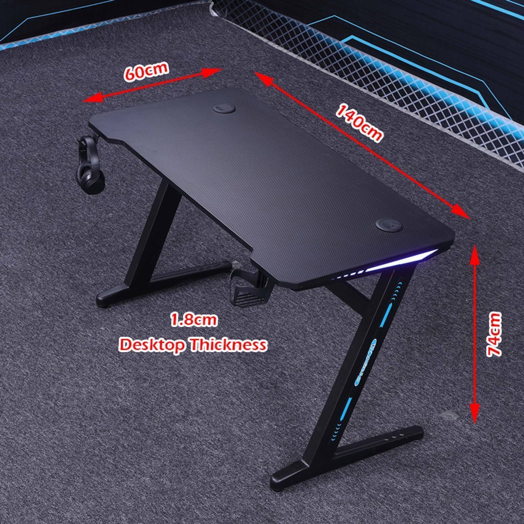 140cm RGB Gaming Desk Desktop PC Computer Desks Desktop Racing Table Office Laptop Home AU 3