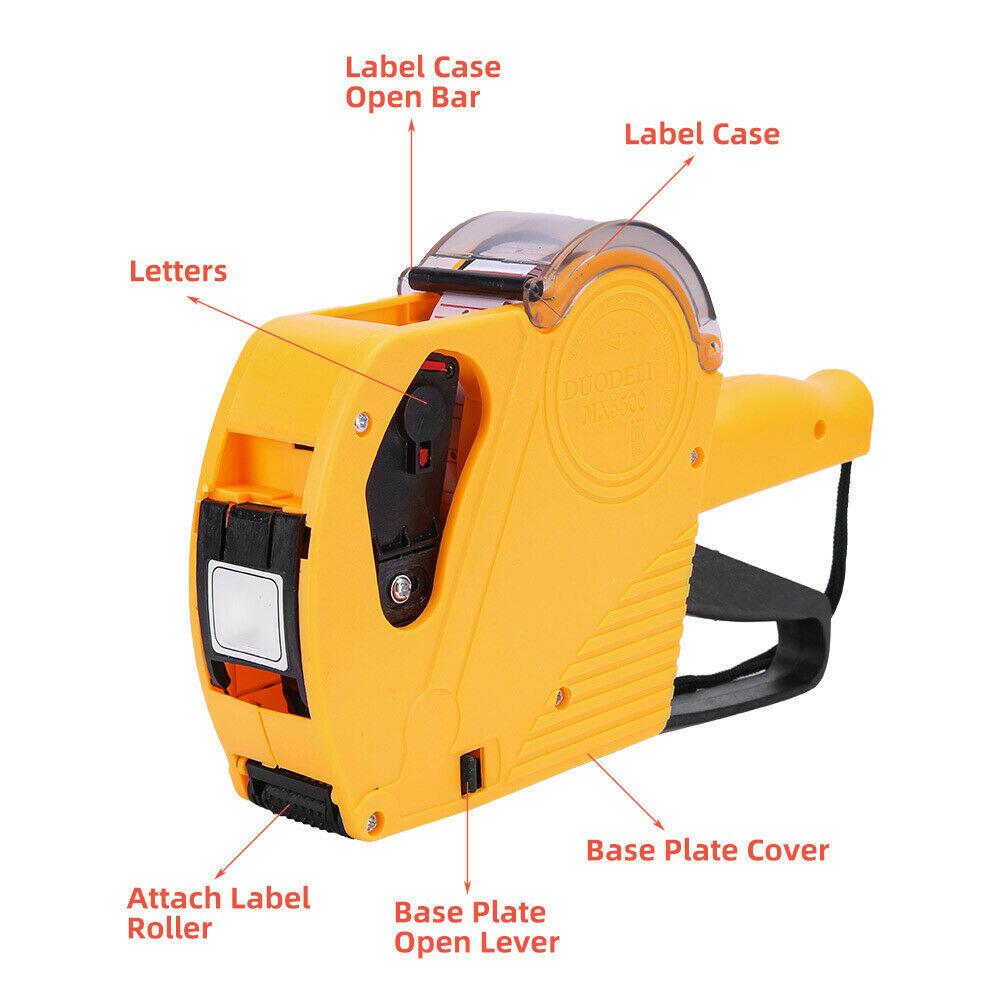 Price Tag Gun Labeller Pricing with 2 Rolls Labels and Inks Roller Machine Kit Yellow 6