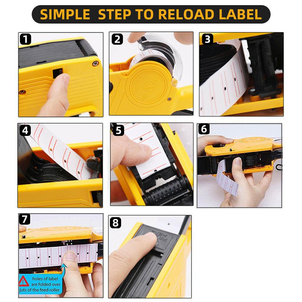 Price Tag Gun Labeller Pricing with 2 Rolls Labels and Inks Roller Machine Kit Yellow 11