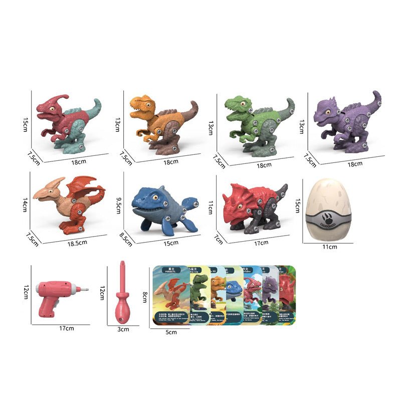 Disassemble Blocks Jurassic Dinosaurs Building Blocks Toys Battery Drill Tyrannosaurus Rex Wyvern Velociraptor Stegosaurus 3 6
