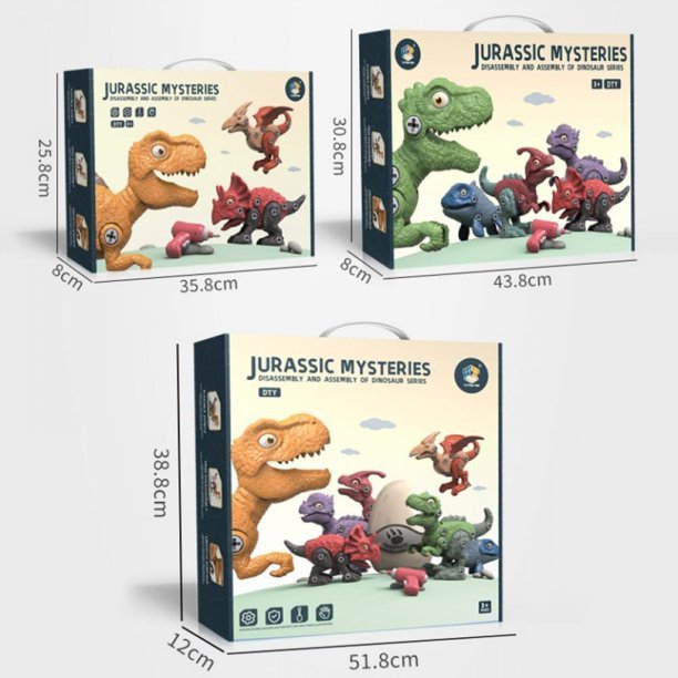 Disassemble Blocks Jurassic Dinosaurs Building Blocks Toys Battery Drill Tyrannosaurus Rex Wyvern Velociraptor Stegosaurus 3 7