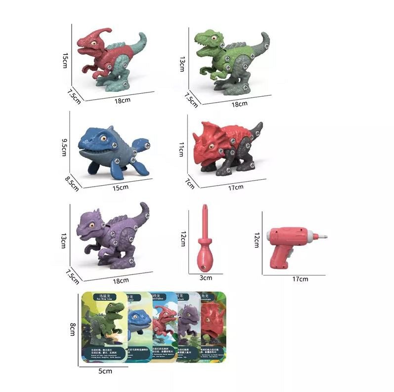 Disassemble Blocks Jurassic Dinosaurs Building Blocks Toys Battery Drill Tyrannosaurus Rex Wyvern Velociraptor Stegosaurus 5 8