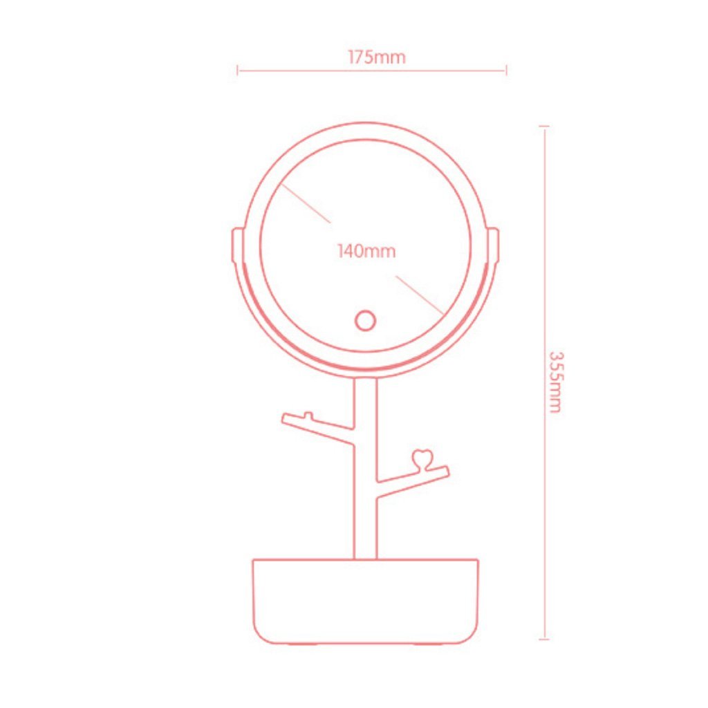 Ecoco Smart LED Light Cosmetic Makeup Mirror USB Touch Screen Home Desk Vanity 360° Pink 3