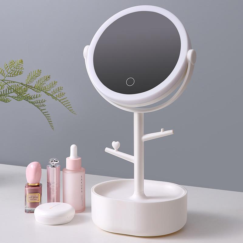 Ecoco Smart LED Light Cosmetic Makeup Mirror USB Touch Screen Home Desk Vanity 360° Pink 11