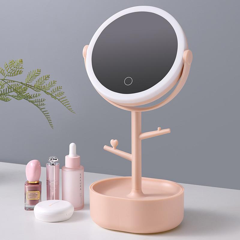Ecoco Smart LED Light Cosmetic Makeup Mirror USB Touch Screen Home Desk Vanity 360° Pink 12