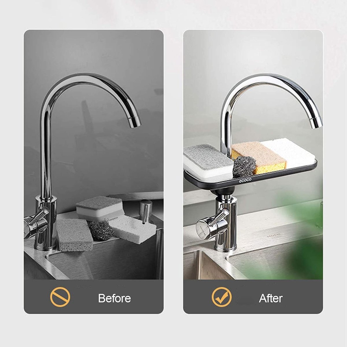 Ecoco Kitchen Drain Holder Sponge Sink Storage Rack Basket Organizer Shelf Bathroom AU 11