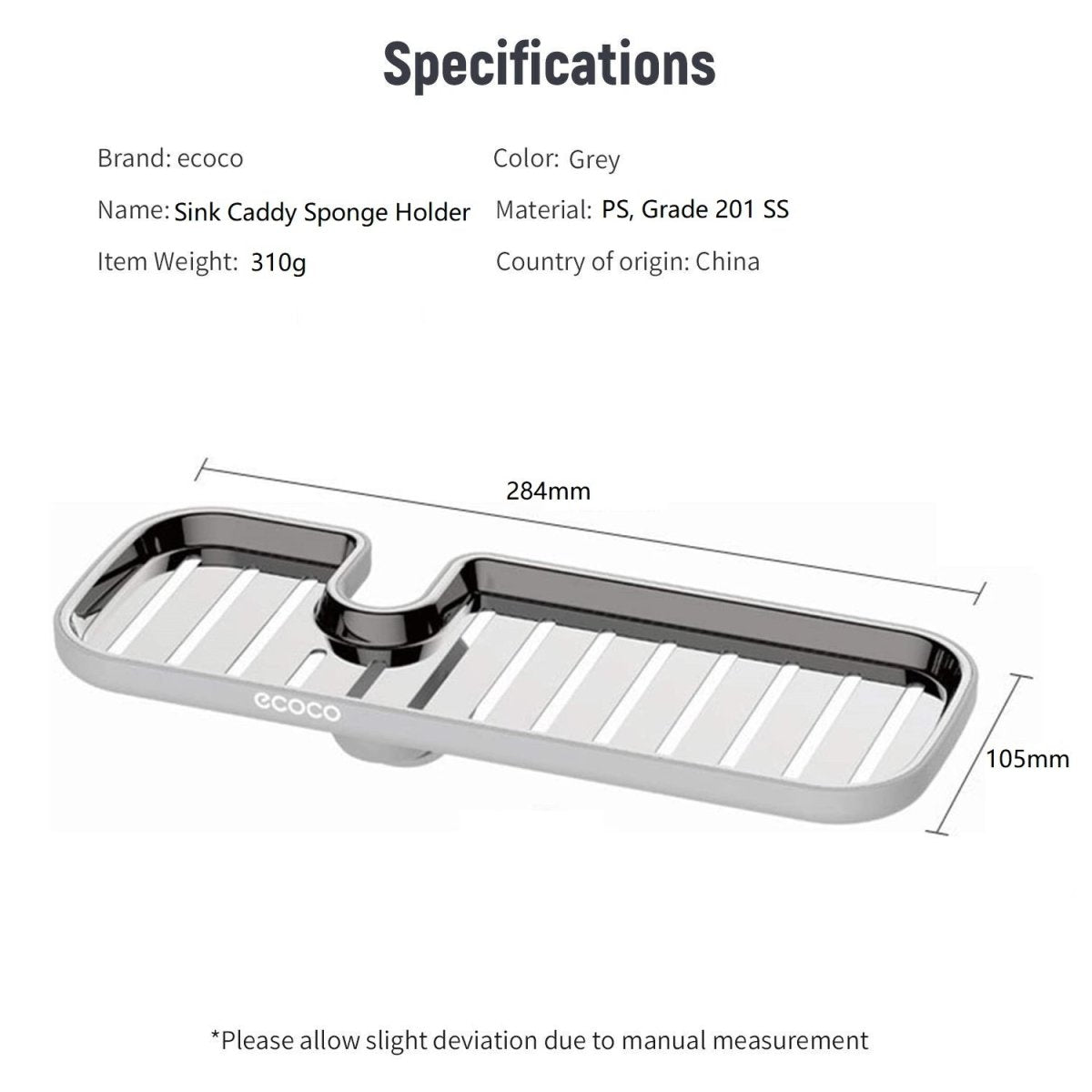 Ecoco Kitchen Drain Holder Sponge Sink Storage Rack Basket Organizer Shelf Bathroom AU 12