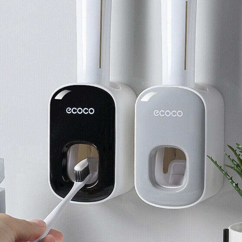 Ecoco Wall mount auto ands Free Toothpaste Dispenser Automatic Toothpaste Squeezer Bathroom Toothpaste Holder Grey 6