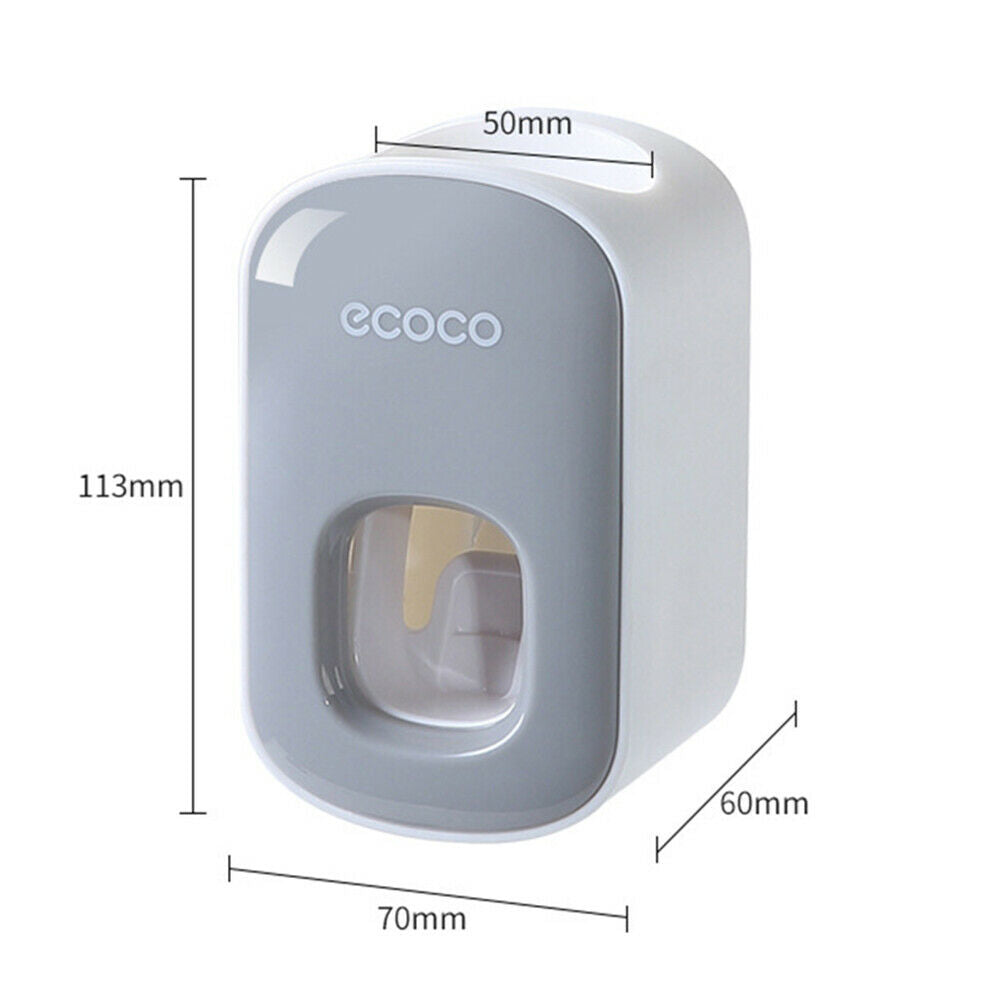 Ecoco Wall mount auto ands Free Toothpaste Dispenser Automatic Toothpaste Squeezer Bathroom Toothpaste Holder Grey 11