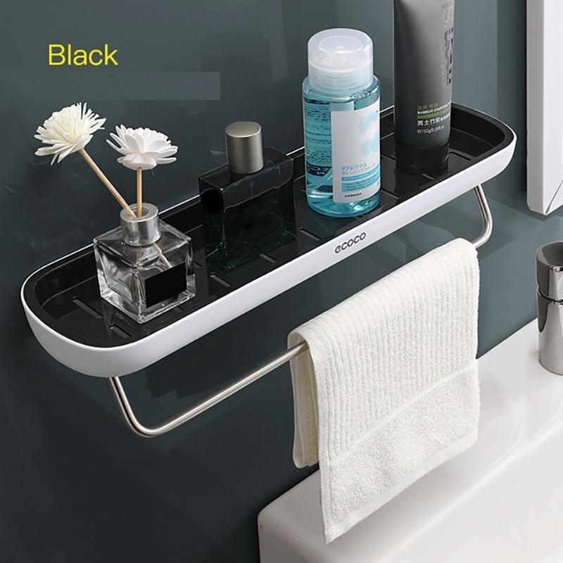 Bathroom Shelves Organizer Wall Mount Home Towel shelf Shampoo Rack With Towel Bar Storage Rack Bathroom Accessories Black 7