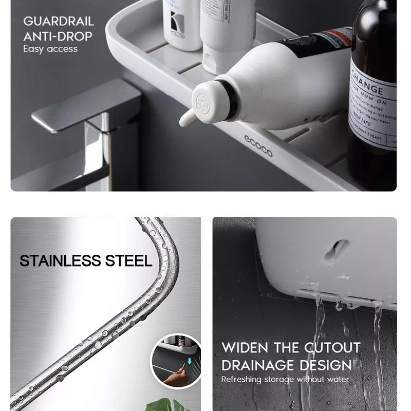 Bathroom Shelves Organizer Wall Mount Home Towel shelf Shampoo Rack With Towel Bar Storage Rack Bathroom Accessories Black 8