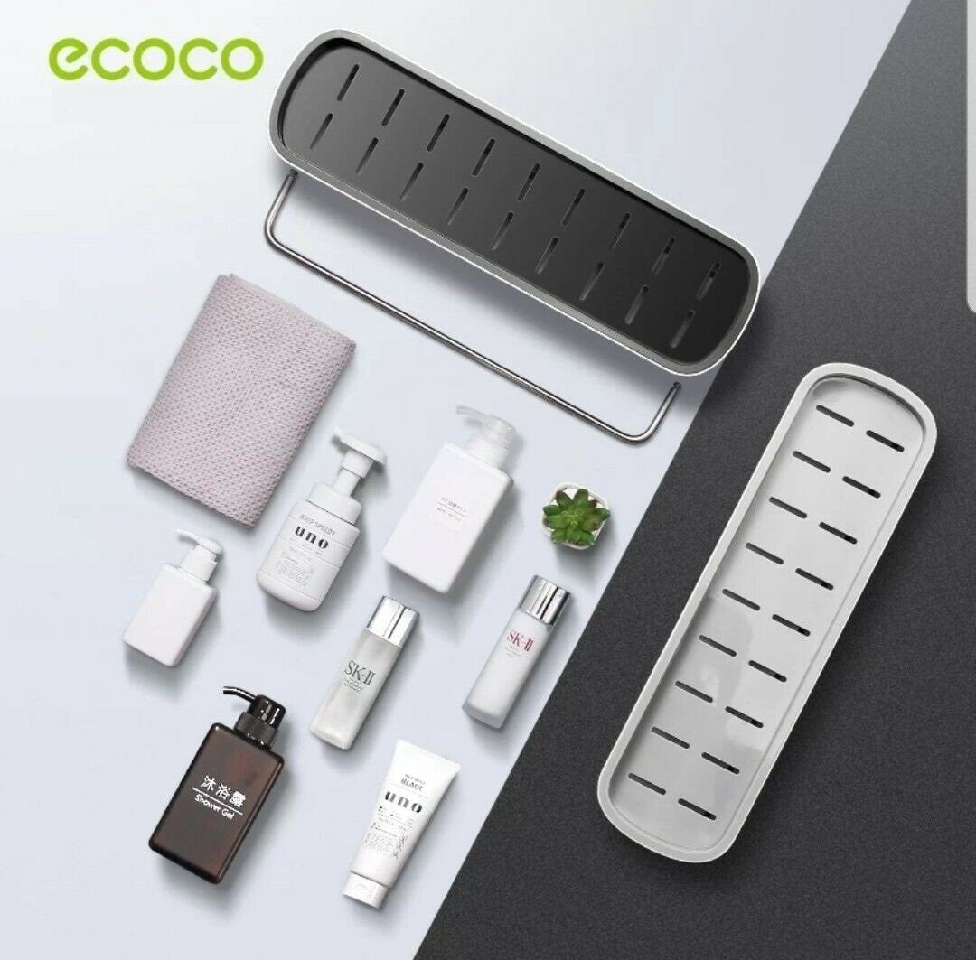 Bathroom Shelves Organizer Wall Mount Home Towel shelf Shampoo Rack With Towel Bar Storage Rack Bathroom Accessories Black 12