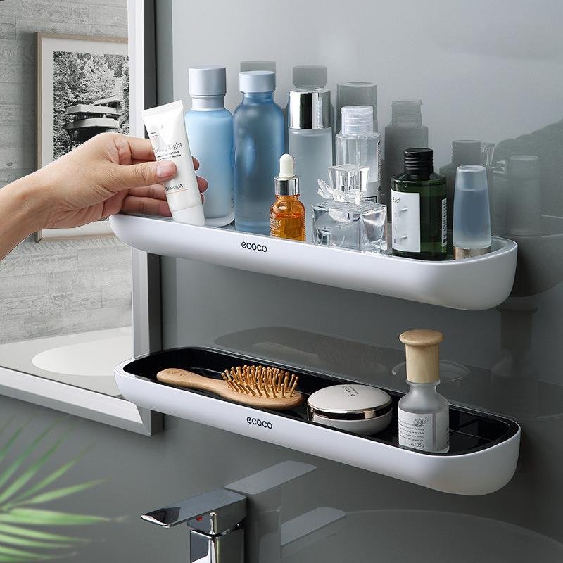 Bathroom Shelves Organizer Wall Mount Home Towel shelf Shampoo Rack With Towel Bar Storage Rack Bathroom Accessories Grey 4