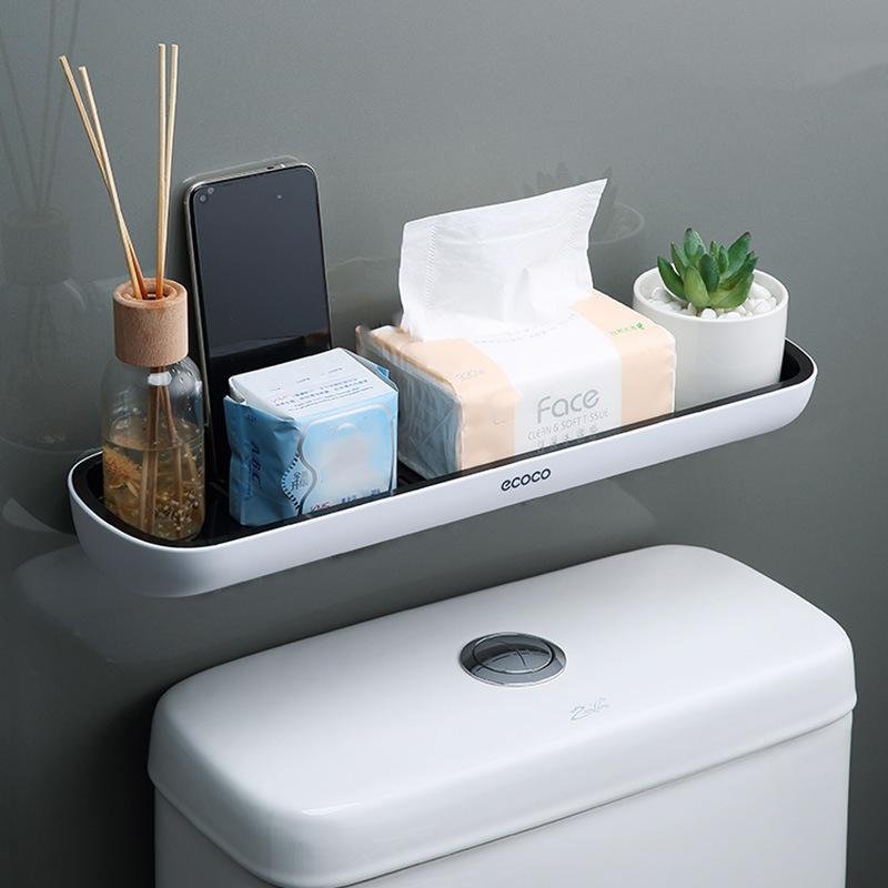 Bathroom Shelves Organizer Wall Mount Home Towel shelf Shampoo Rack With Towel Bar Storage Rack Bathroom Accessories Grey 5