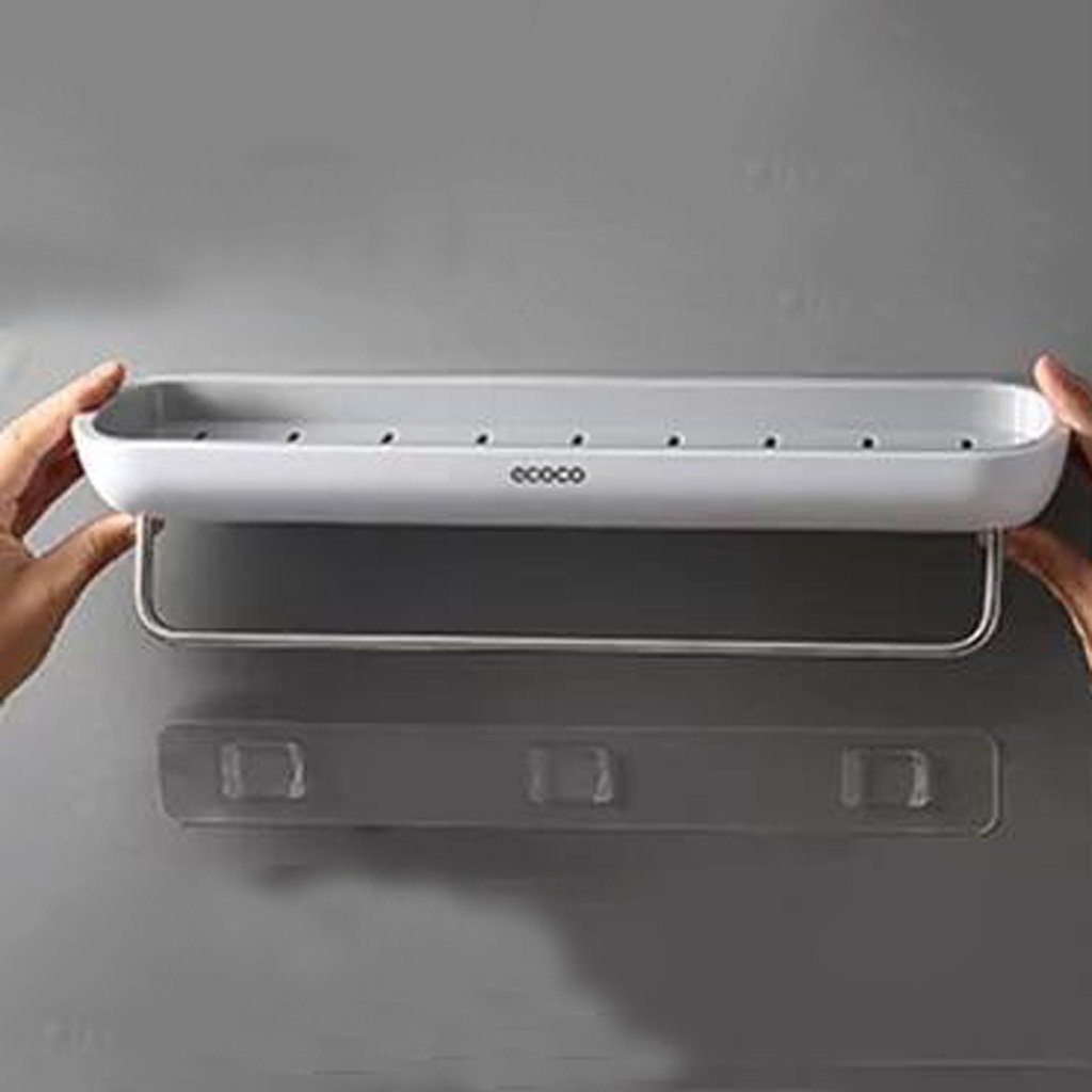 Bathroom Shelves Organizer Wall Mount Home Towel shelf Shampoo Rack With Towel Bar Storage Rack Bathroom Accessories Grey 13