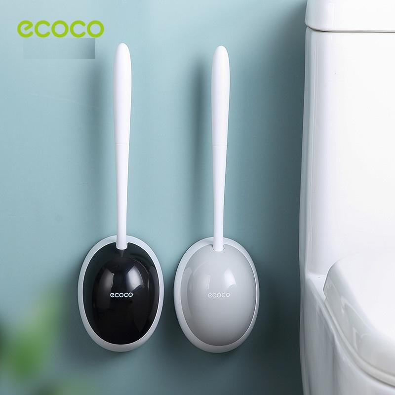 Ecoco Silicone Water Drop Toilet Brush Holder Set Wall-Mounted Cleaning Brush Tool Grey 7