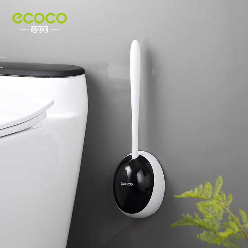 Ecoco Silicone Water Drop Toilet Brush Holder Set Wall-Mounted Cleaning Brush Tool Grey 8