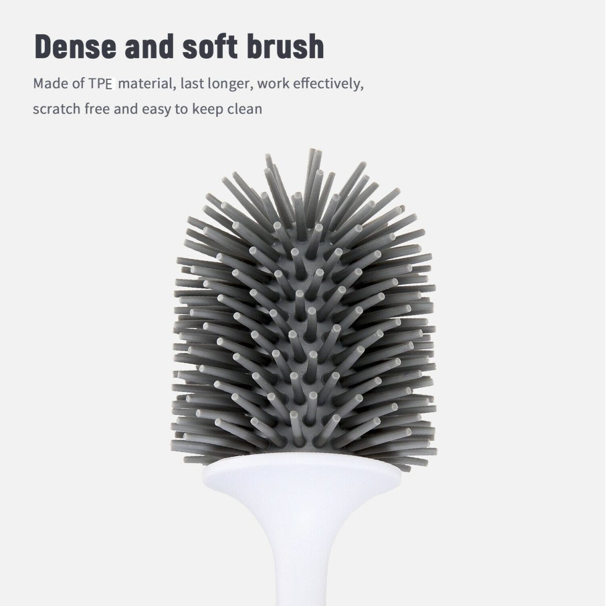 Ecoco Silicone Water Drop Toilet Brush Holder Set Wall-Mounted Cleaning Brush Tool Grey 13