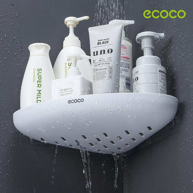 Ecoco Bathroom Corner Shower Shelf Corner Shower Caddy Shower Storage Organizer Wall Mounted for Bathroom, Kitchen, Toilet Grey 3